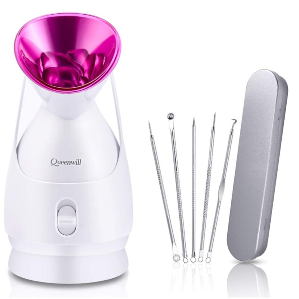 Queenwill Nano Ionic Facial Steamer Hot Mist Spa + Blackhead Kit New